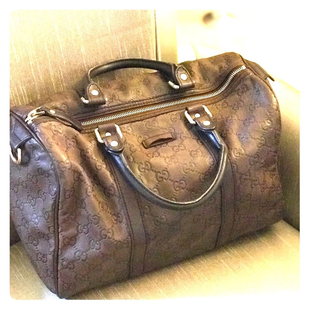 Brown Gucci Boston Leather Handbag